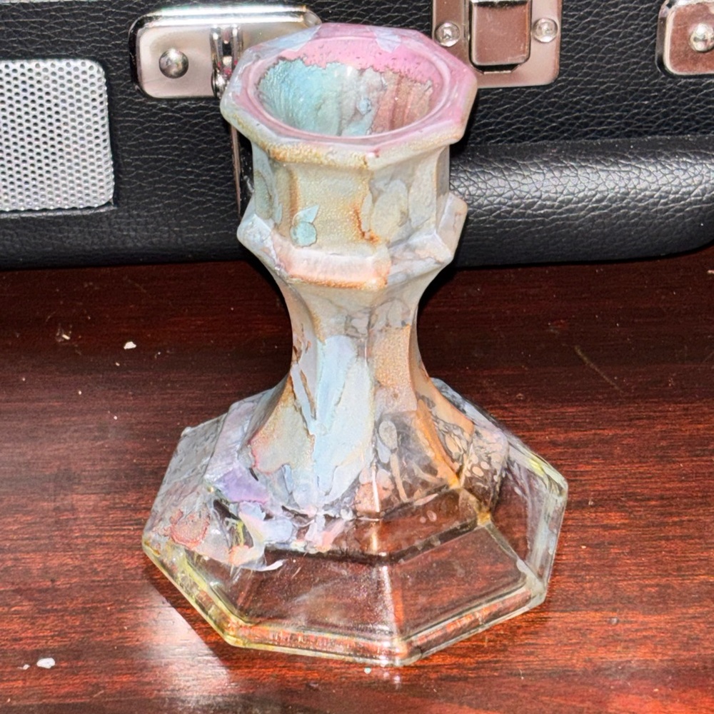 Alcohol ink candelabra (LED candles ONLY) handmade